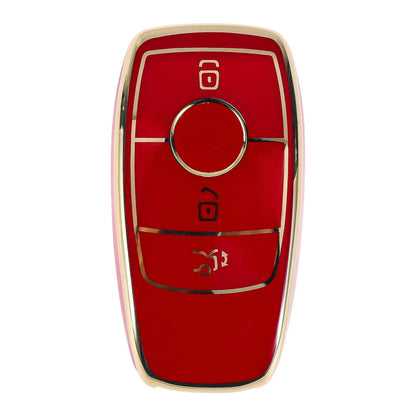 Red Gold Tone TPU Car Key Case for Mercedes Benz E Class (2017-2023)
