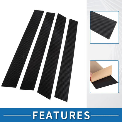 4 x Car Pillar Window Trim Covers for Porsche Panamera (2010-2016) Black Carbon Fiber