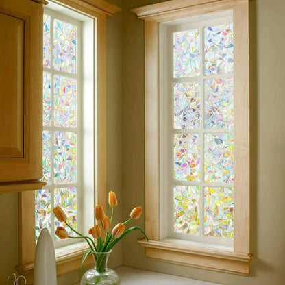 3D Rainbow Reflective Window Film Decorative Privacy Cling for Glass Sticker