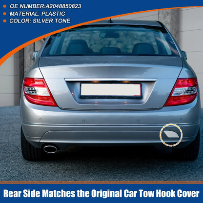Rear Tow Hook Cover for Mercedes-Benz (2012-2015) Silver Tone