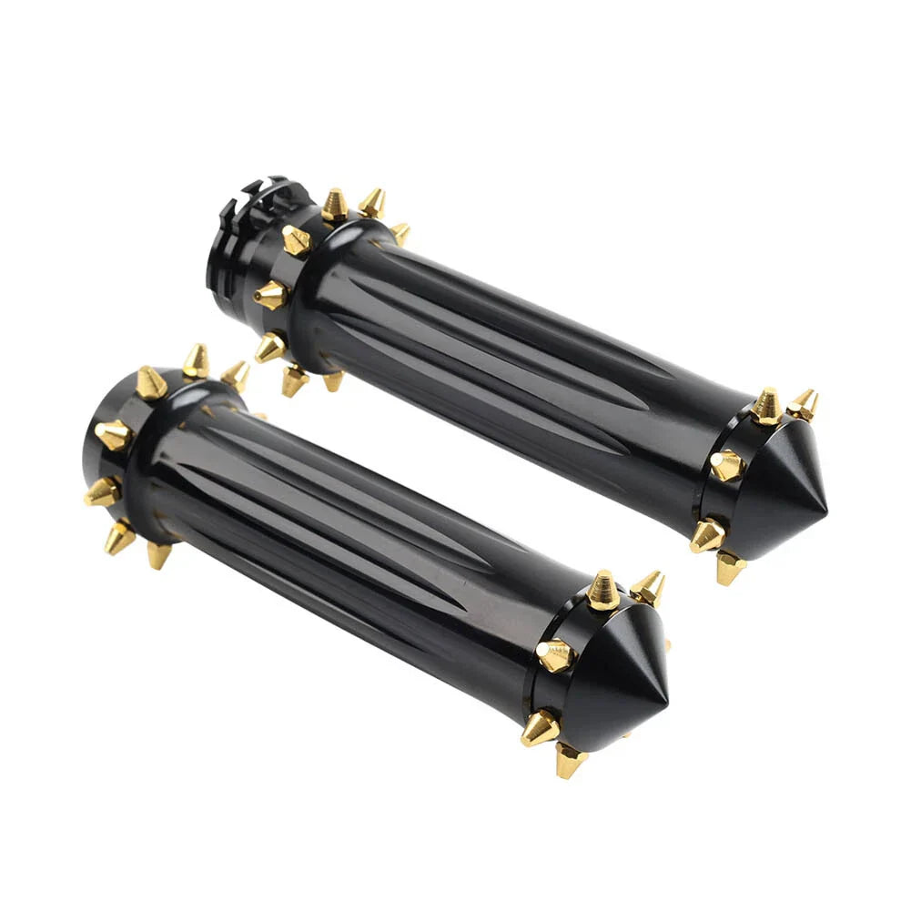 1'' Spikes Hand Grips for Harley Touring Dyna Softail  - Gold/Black