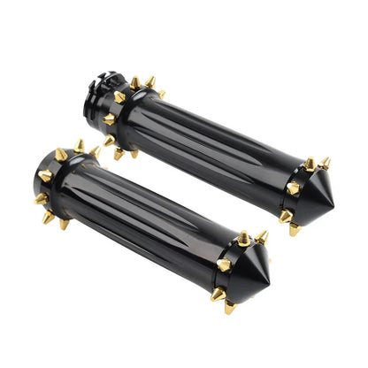 1'' Spikes Hand Grips for Harley Touring Dyna Softail  - Gold/Black
