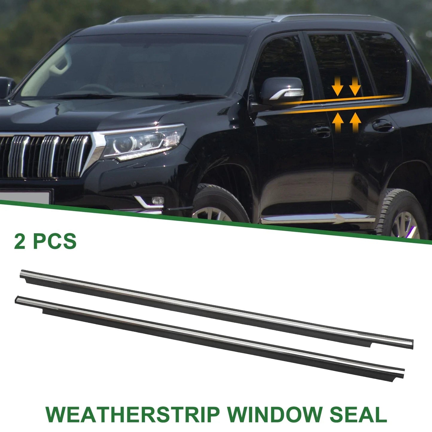 2 x Front Left & Right Weatherstrip Window Seals for Lexus GX470 (2003-2009)