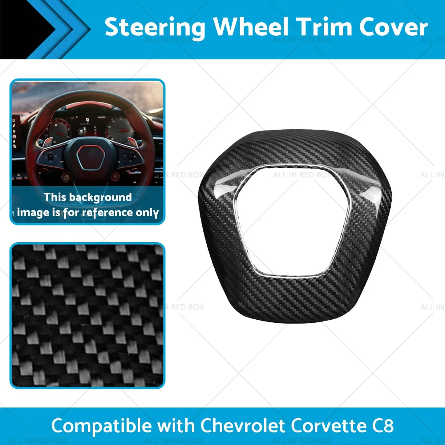 Real Carbon Fiber Steering Wheel Center Cover for Corvette C8 (2020-2023)