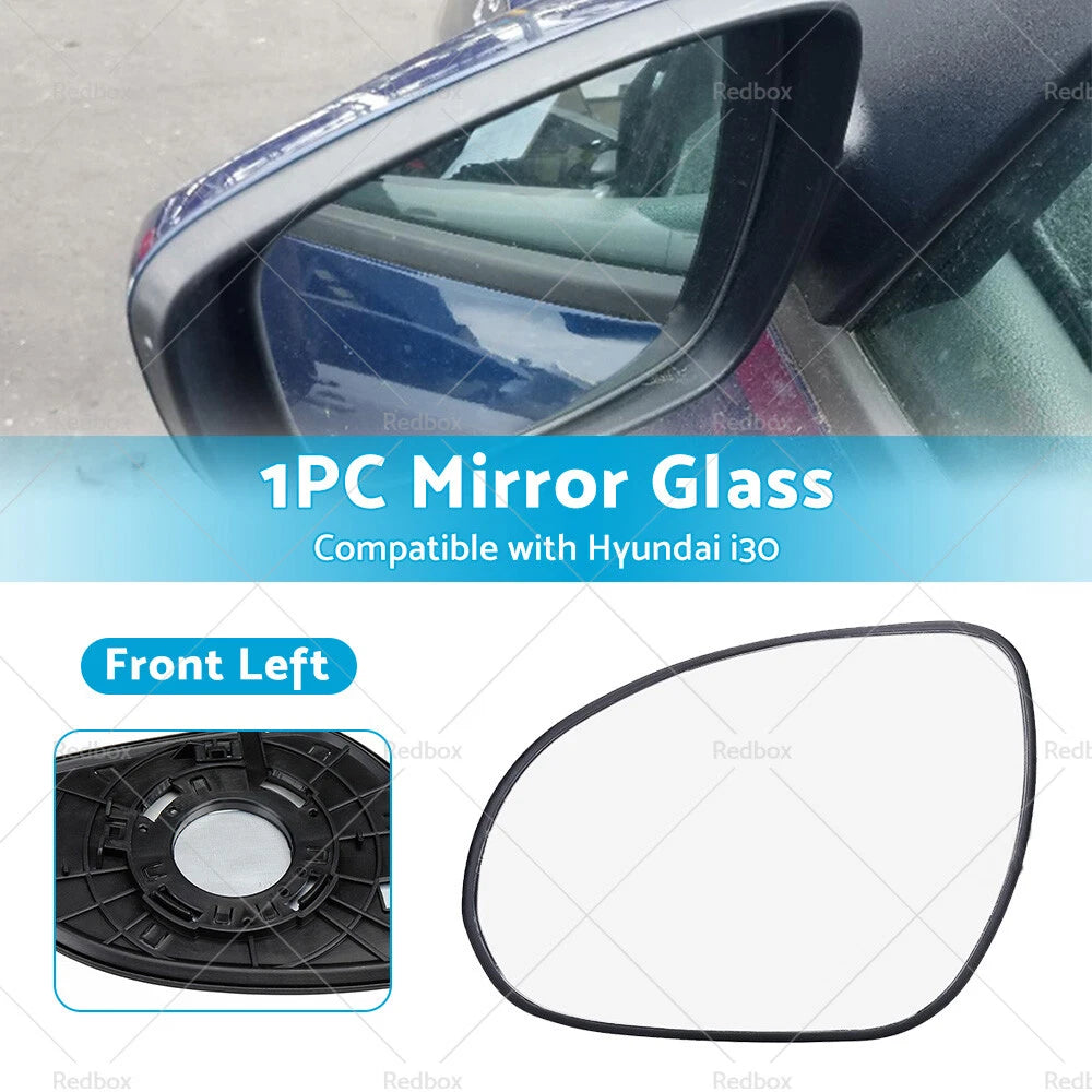 Left Side Mirror Glass with Back Plate for Hyundai i30 (2007-2012)