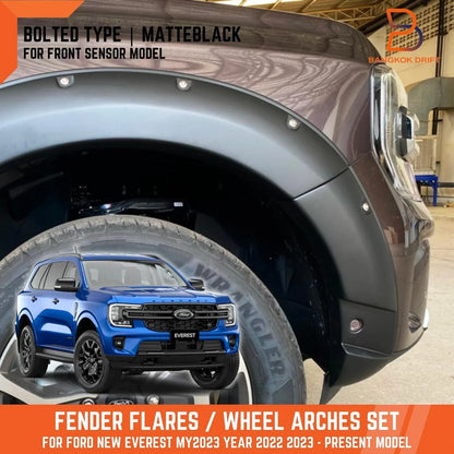 6" Matte Black Bolted Fender Flare Arch for Ford Everest (2022-2023)