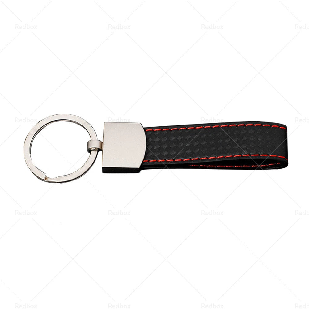 Black Metal & PU Leather Key Ring Keychain for Universal Use