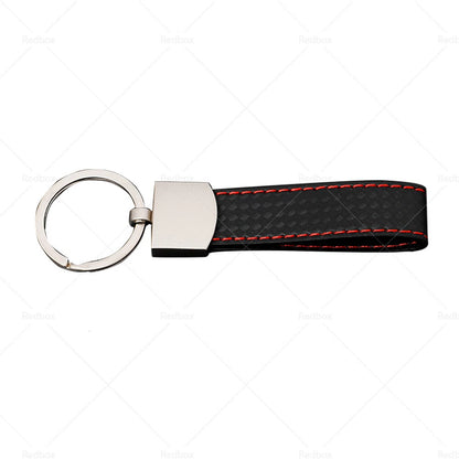 Black Metal & PU Leather Key Ring Keychain for Universal Use