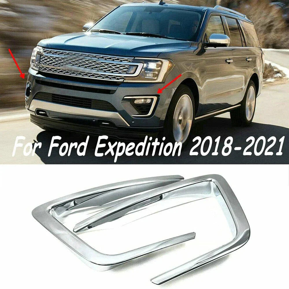 Chrome Front Fog Light Lamp Covers for Ford Expedition (2018-2021)