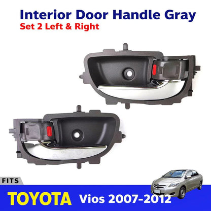 Interior Door Handle Gray+CH Pair L+R Fits Toyota Vios Yaris 4D SED 2007-12 D06
