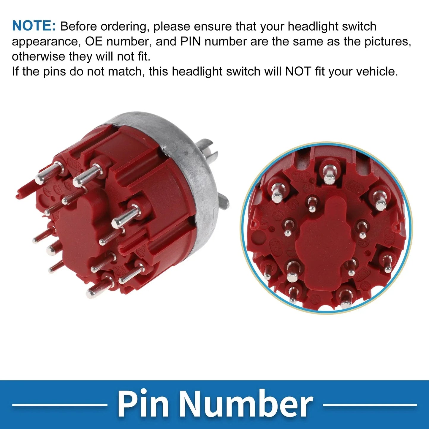 Headlight Switch for Porsche 911 (1999-2004) - Dimmer Switch, Red