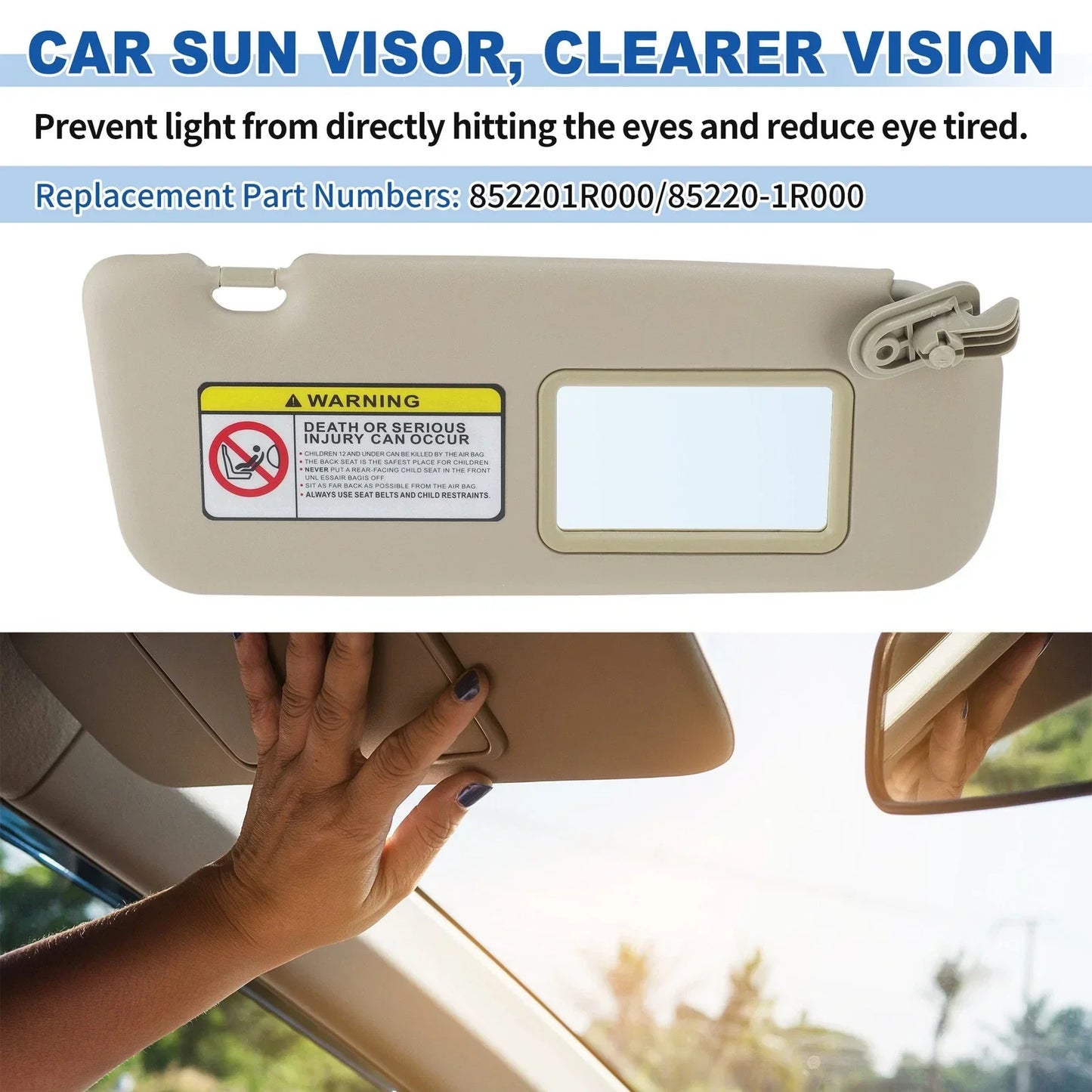 Right Side Sun Visor for Hyundai Accent 2011-2015 - Beige