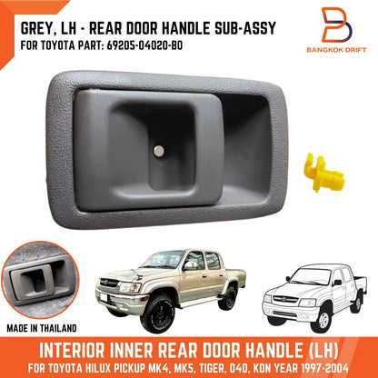LH Grey Inner Rear Door Handle for Toyota Hilux Ute (1997-2004)