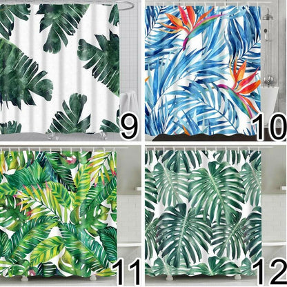 Waterproof Fabric Shower Curtain 180x180cm with Hooks - AU