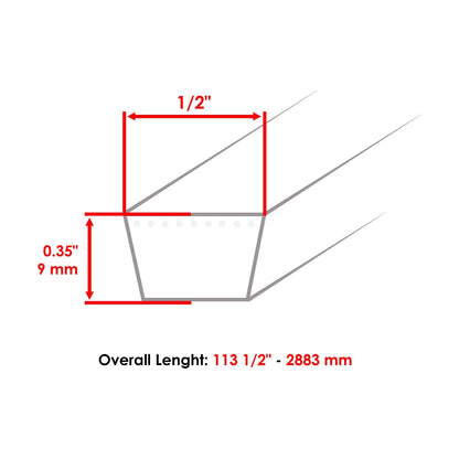 Deck Belt 1/2 Inch Thick Replacement for Troy-Bilt Mustang XP (2004–2012)