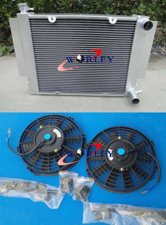 Aluminum Radiator & Fans for Mazda RX2 RX3 RX4 RX5 RX7 (1970-1985)