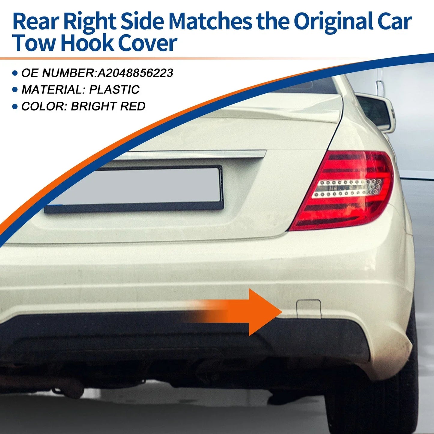 Rear Tow Hook Cover for Mercedes-Benz C-Class W204 2012-2015 A2048856223