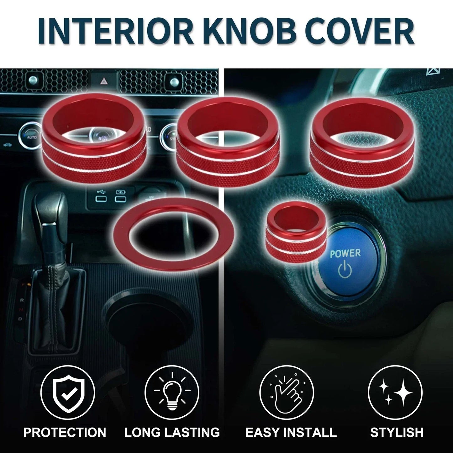 AC Media Engine Start Rear View Mirror Knob Covers for Honda CRV (2023) 5 x Pcs