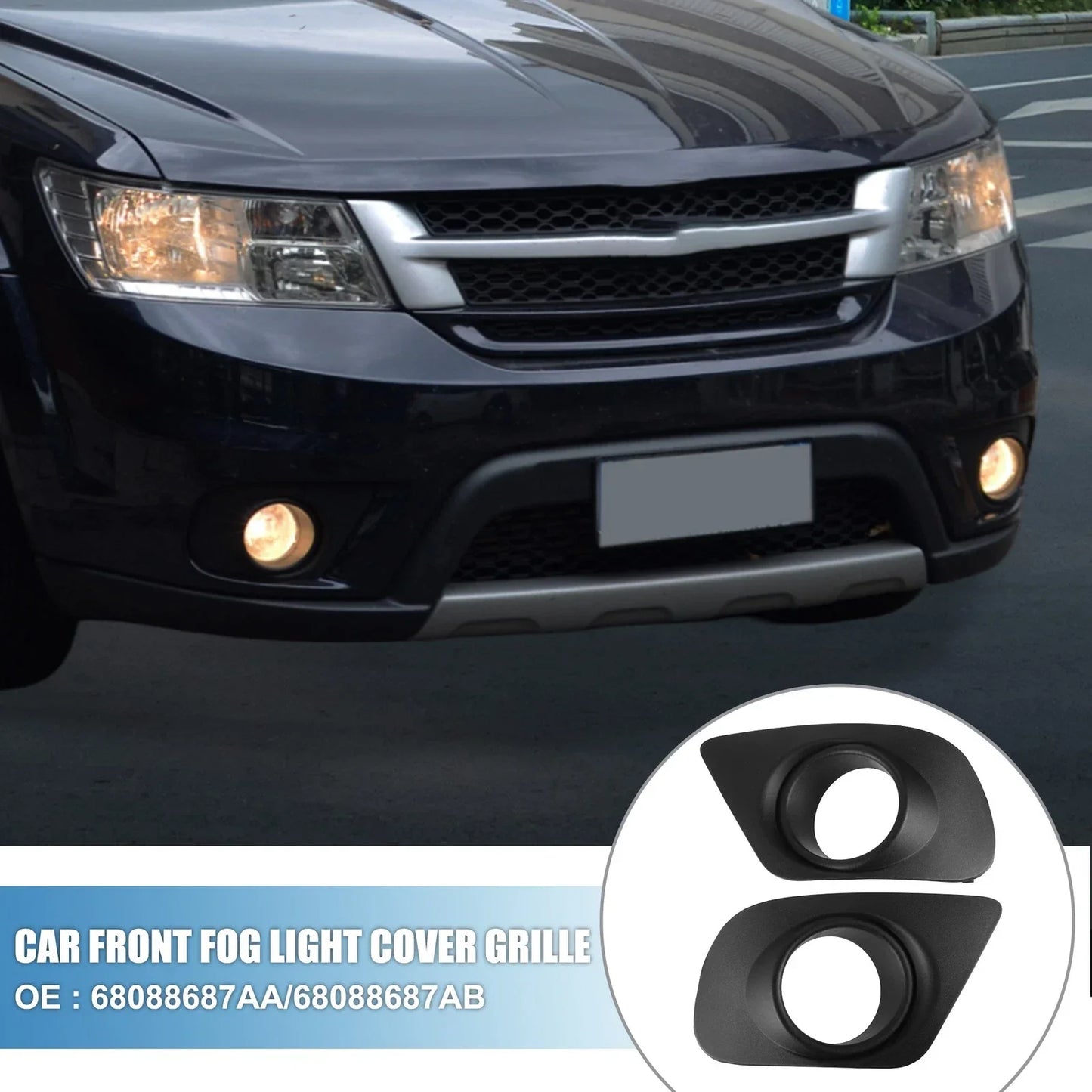 2 x Front Fog Light Grille Covers for Dodge Journey (2011-2019)