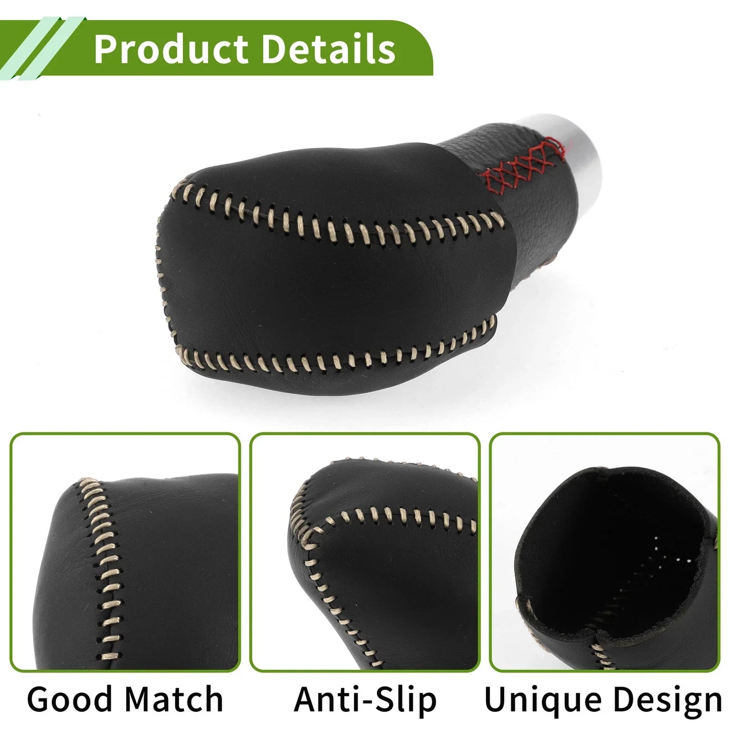 Car Gear Shift Knob Cover for Lexus RX350 2023-2024 Black Beige Faux Leather