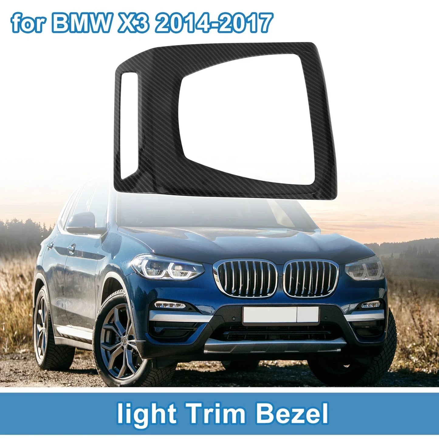 Front Row Headlight Trim Bezel for BMW X3 (2014-2017) Carbon Fiber Black