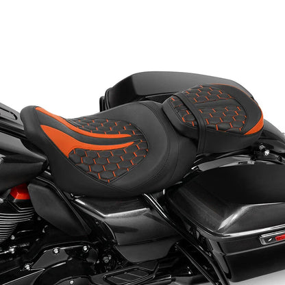 Seat Black/Orange Driver Passenger for Harley Touring Electra Glide (2009-2023)
