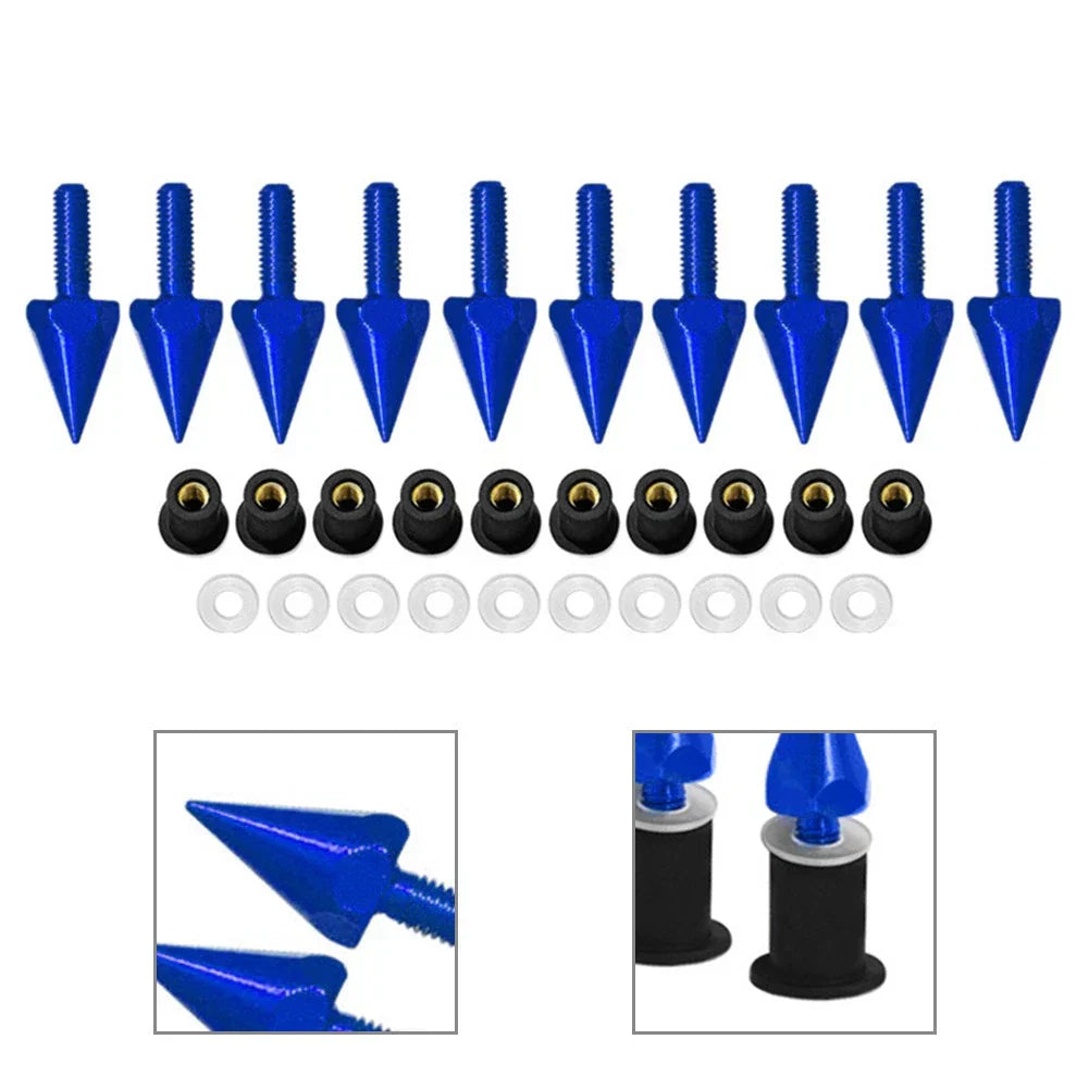 10Pcs Blue Windshield Screws & 5MM Bolts for Motorcycle