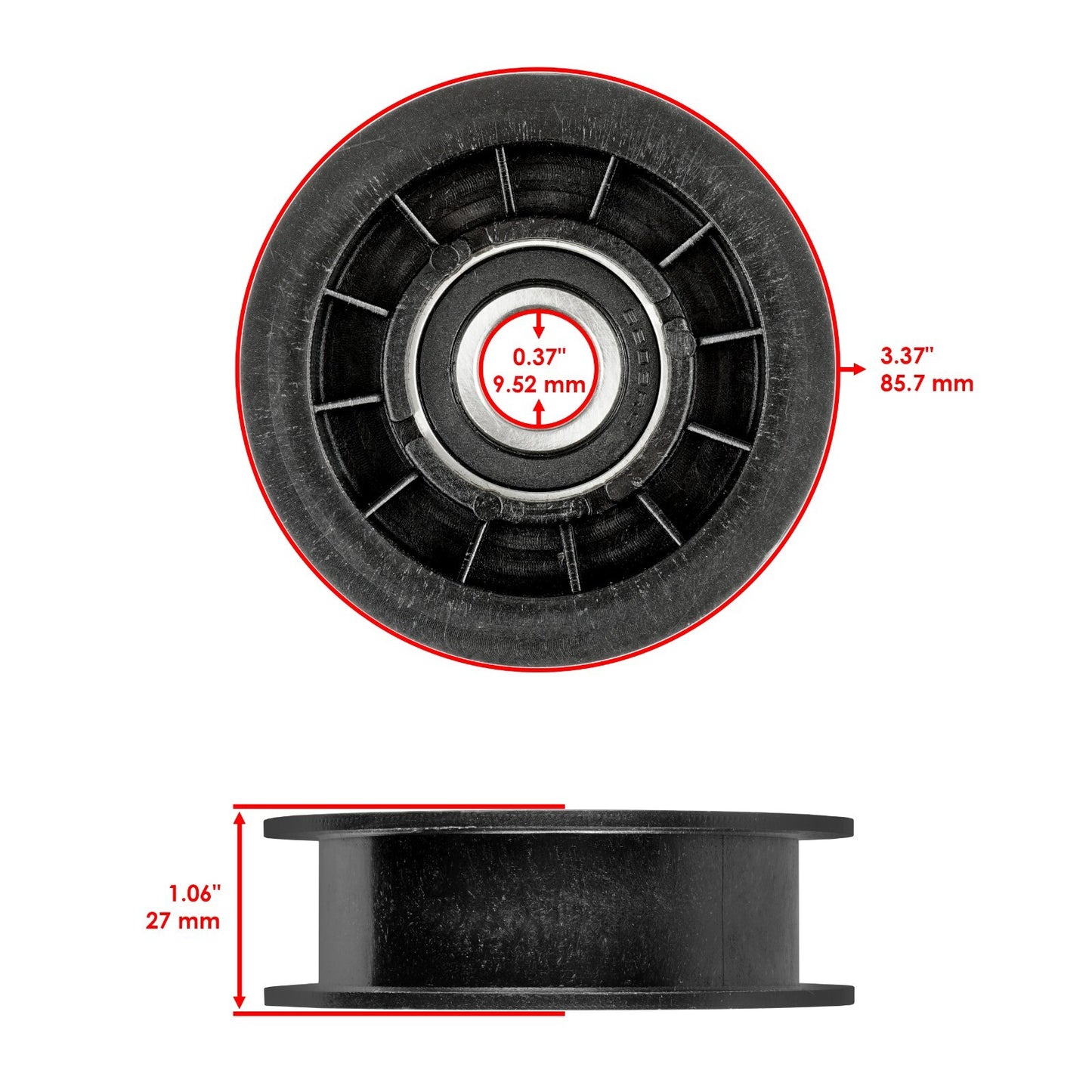 Belt with Guide and Pulley Replacement for John Deere 107S D110 D130 (S100–X127)