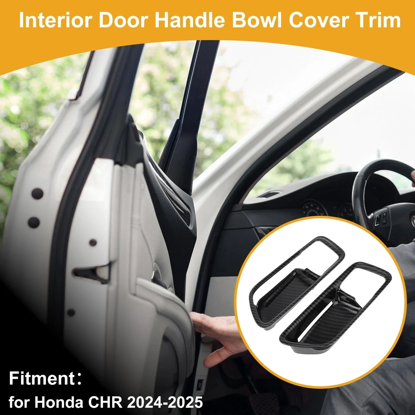 Interior Door Handle Bowl Cover Trim for Honda CHR (2024-2025) Carbon Fiber