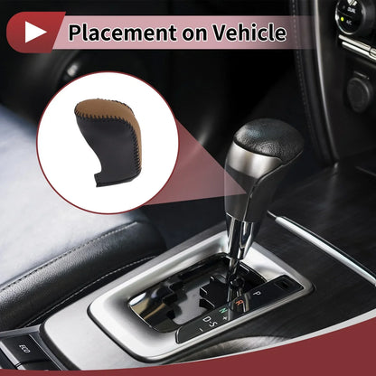 Gear Shift Knob Cover for Hyundai Sonata 2011-2014 Black Brown Faux Leather