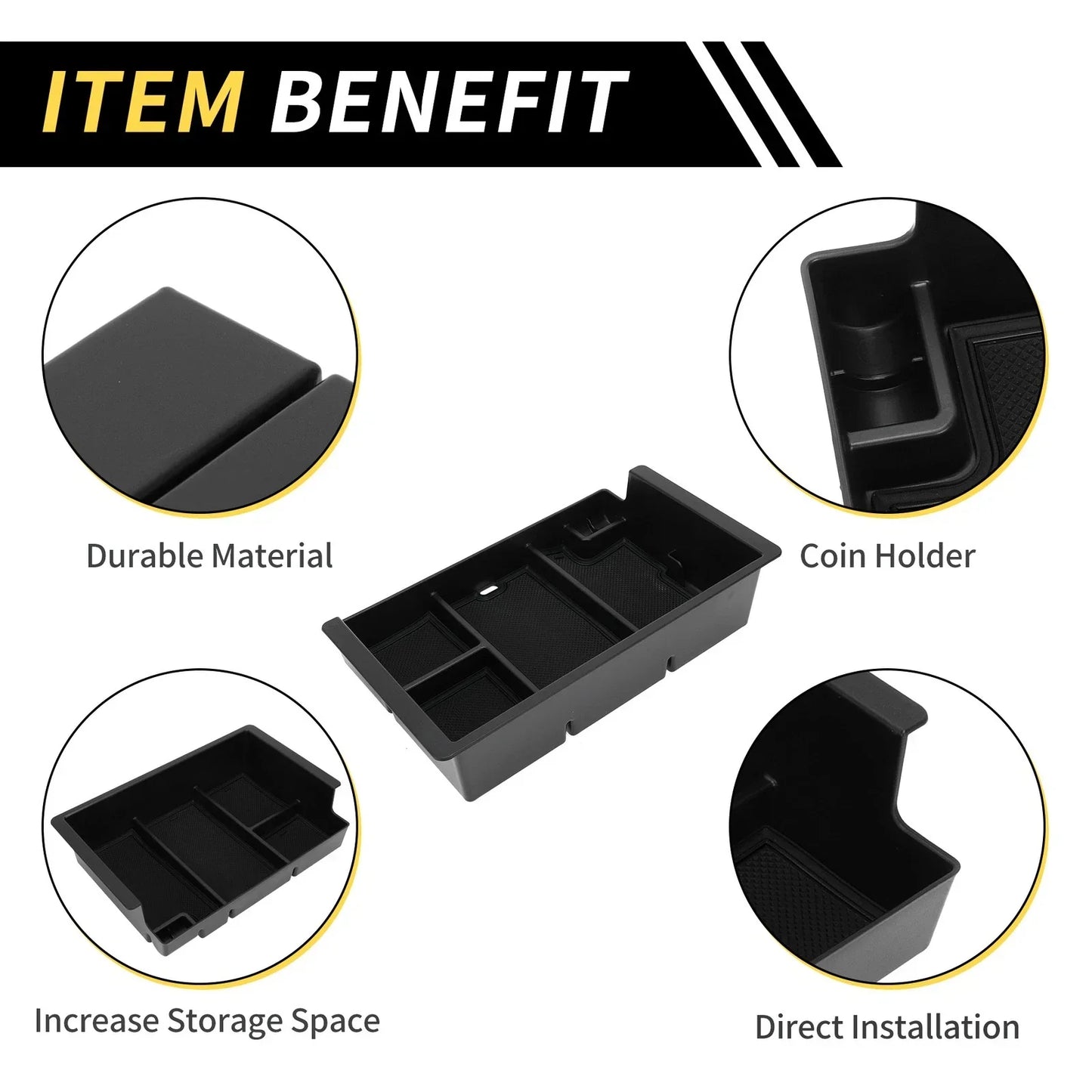Center Console Organizer Tray for Chevy Silverado (2015-2019) Black