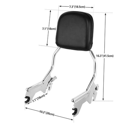 Chrome/Black Sissy Bar Backrest for Harley Softail (2018-2025)