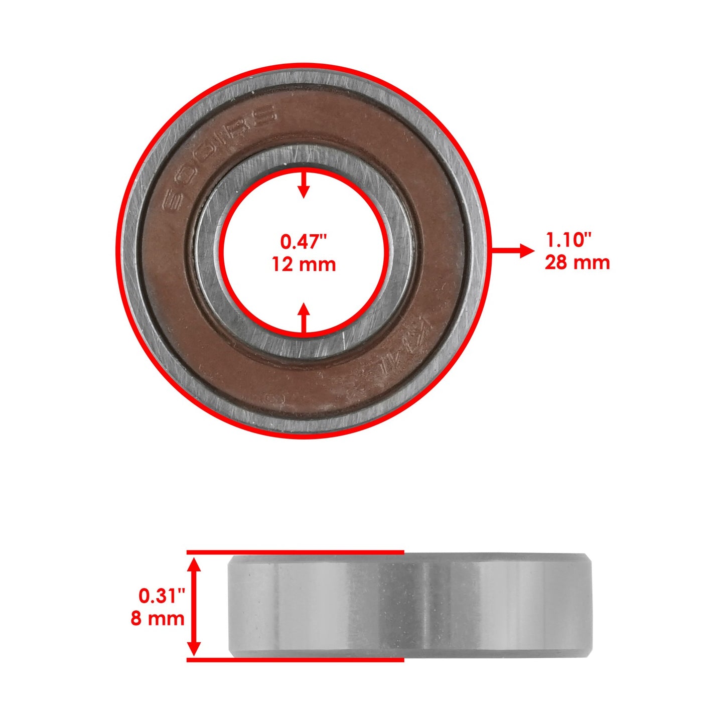 Caltric Wheel Bearing Front & Rear Replacement for Lawn Boy (2005–2015)