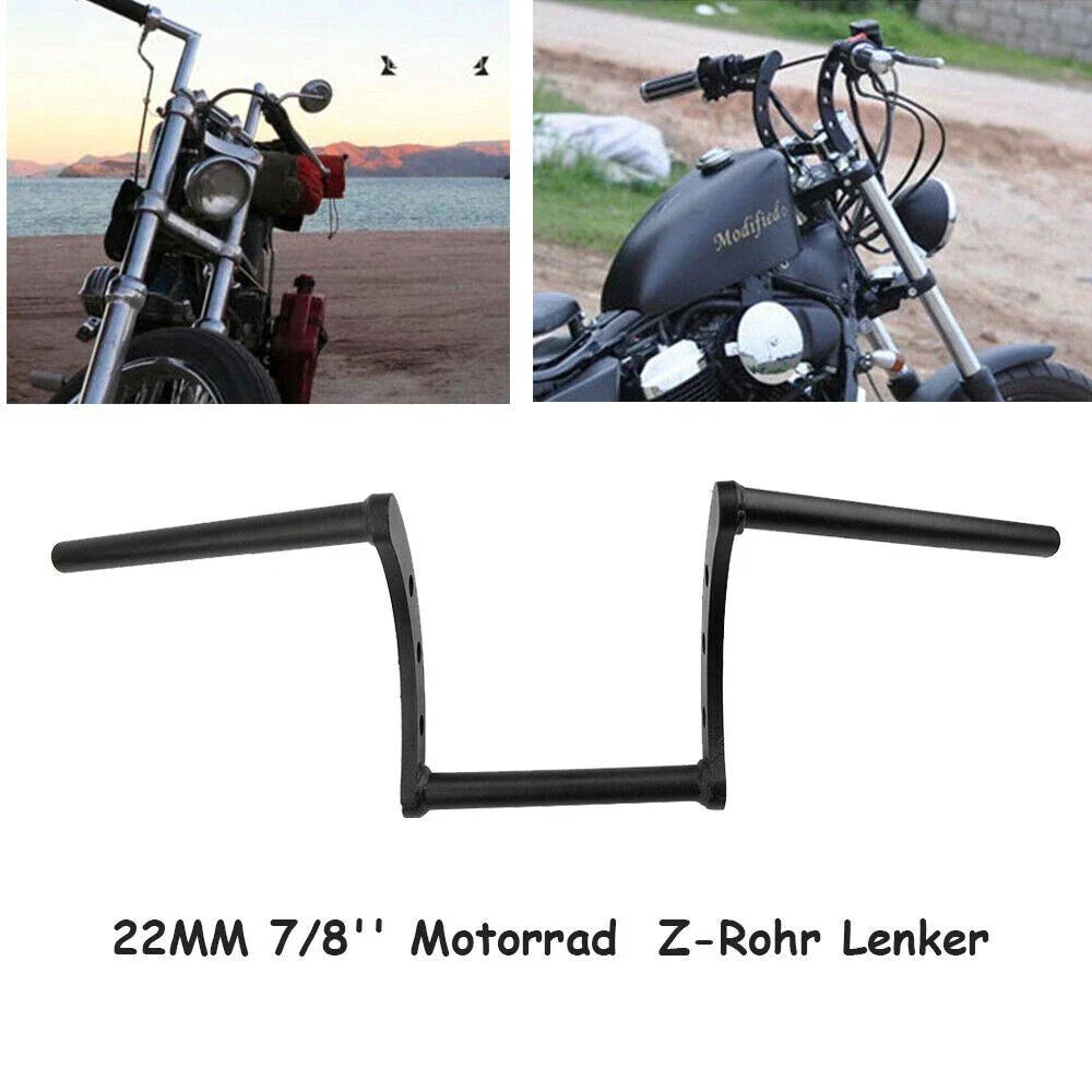 7/8" 22mm Motorcycle Z-Bar Drag Handlebar for Bobber Chopper Cafe Racer