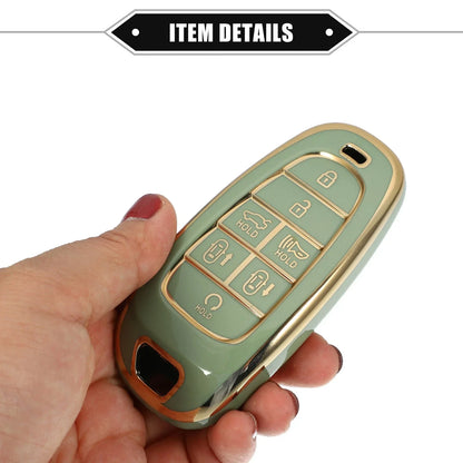 Smart Key Fob Case Cover Kit for Hyundai Santa Fe (2013-2018) - TPU Green
