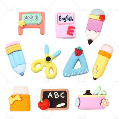 3D Resin Cabochon School Theme DIY Craft Pencil Ruler Book