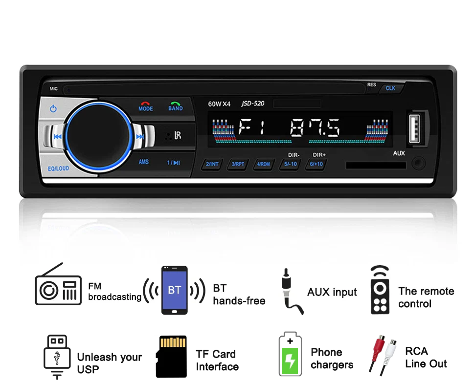 Bluetooth Music Radio 1DIN Car Stereo MP3 Player for Nissan Navara (2006-2015)