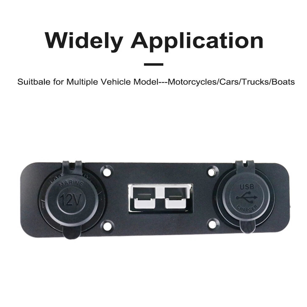 50 Amp Anderson Plug USB 3.0 Cigarette Socket Flush Mount Plate for REDARC