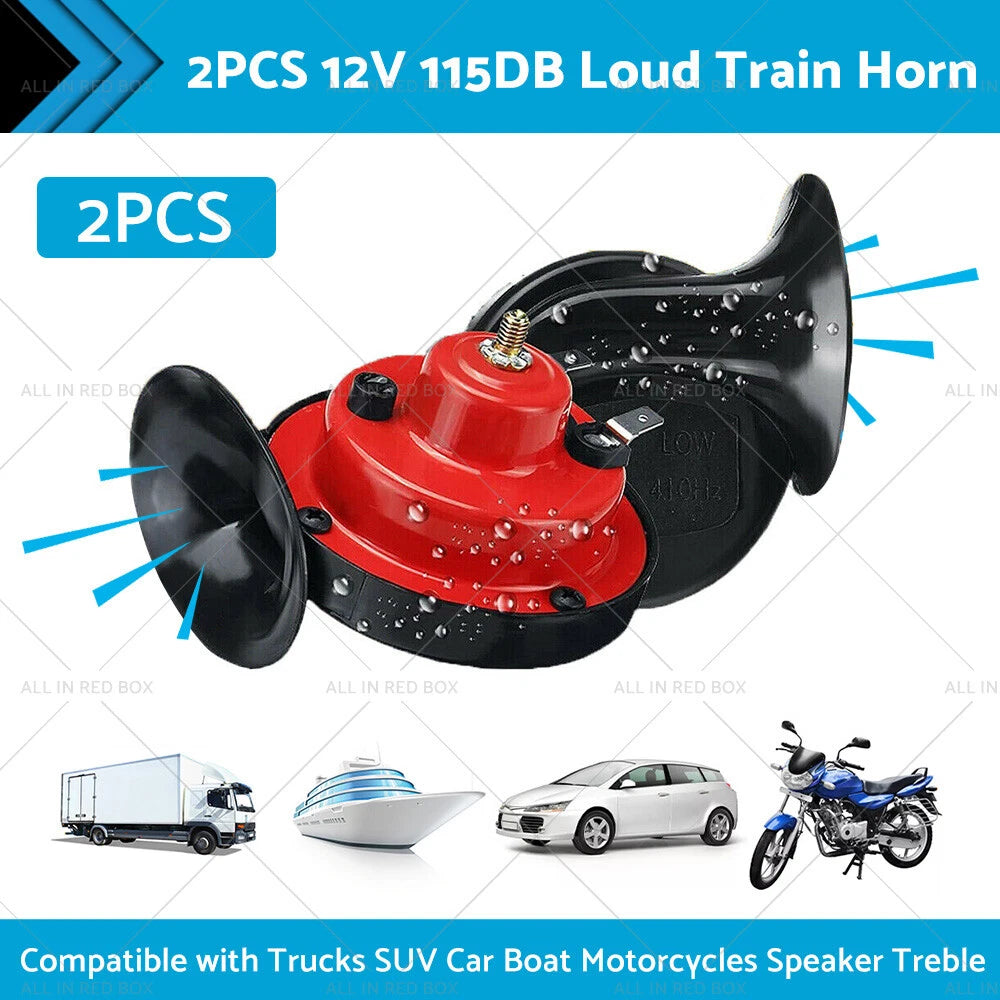 12V 300DB Super Train Horns for Trucks SUVs Cars Boats Motorcycles (N/A)