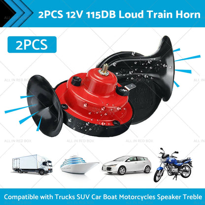 12V 300DB Super Train Horns for Trucks SUVs Cars Boats Motorcycles (N/A)