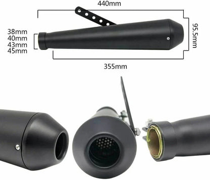 Chrome Motorcycle Tapered Exhaust Pipe Muffler Slip-On for Cafe Racer Chopper