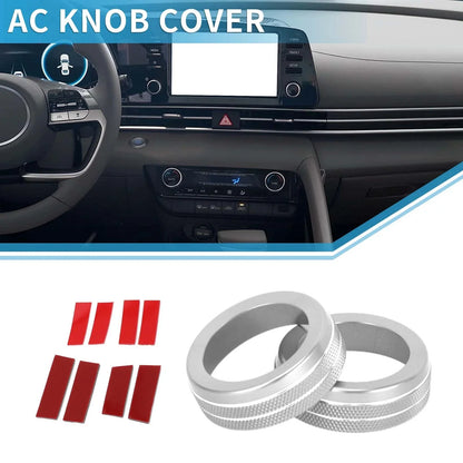 AC Climate Heater Switch Knob Covers for Hyundai Elantra (2021-2024) 2 x Silver Tone