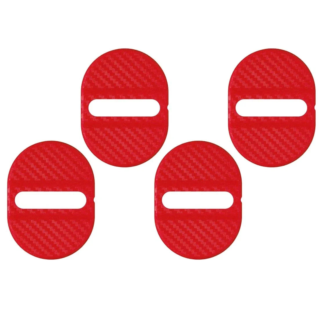 4 x Universal Red Carbon Fiber Scuff Plate Door Lock Covers for Various Models