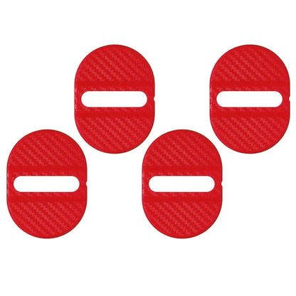 4 x Universal Red Carbon Fiber Scuff Plate Door Lock Covers for Various Models