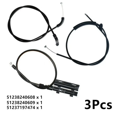 3Pcs Bonnet Release Cable Kit for BMW 7 Series E65 E66 (2002-2008)