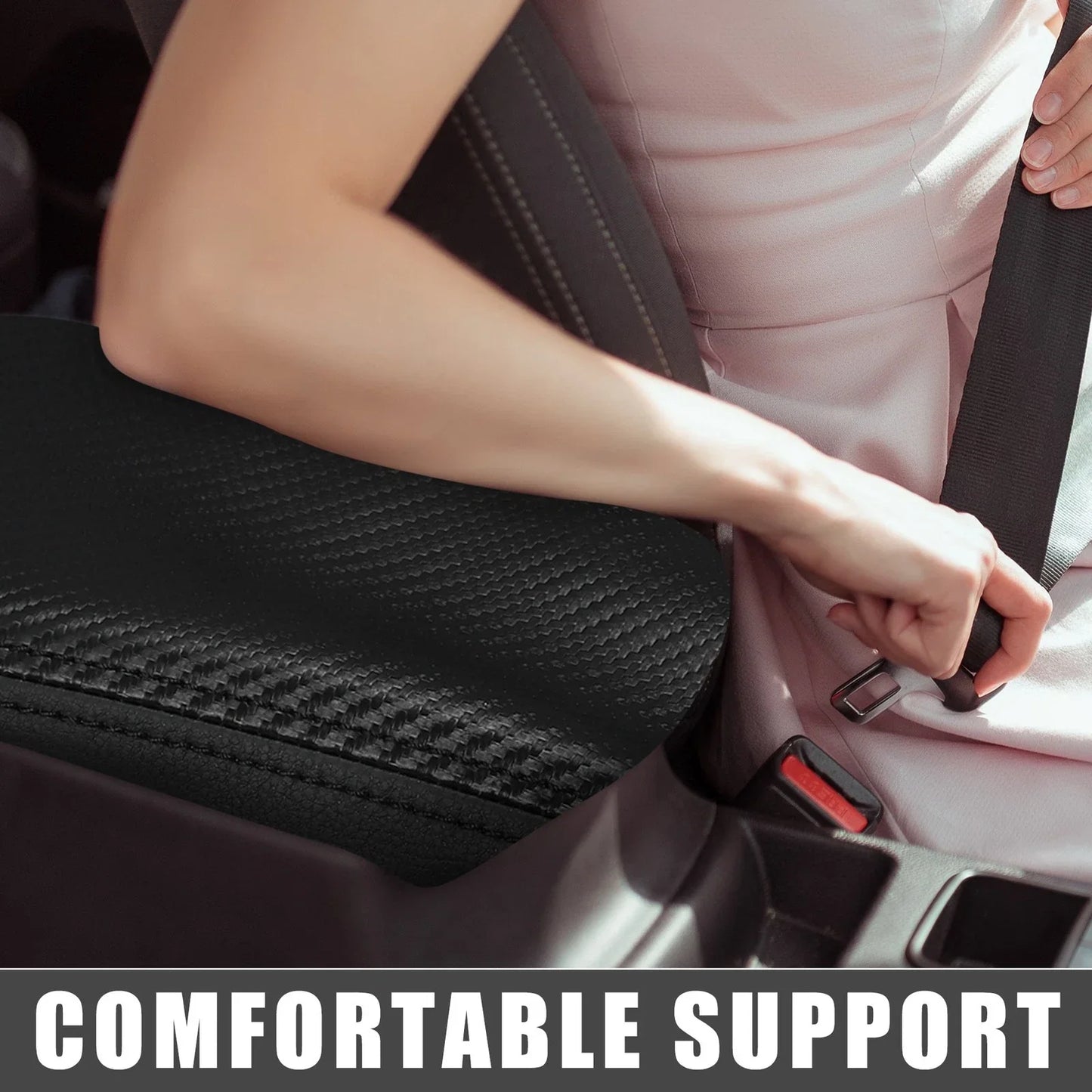 Center Console Pad Armrest Seat Box Cover Black for Hyundai Elantra (2021-2023)