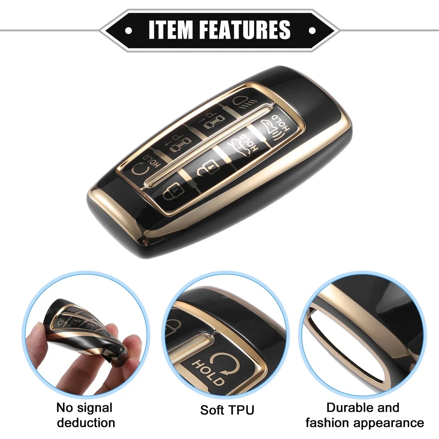 Keyless Smart Key Fob Case for Hyundai G80 GV80 8 Button TPU Black (2021-2023)
