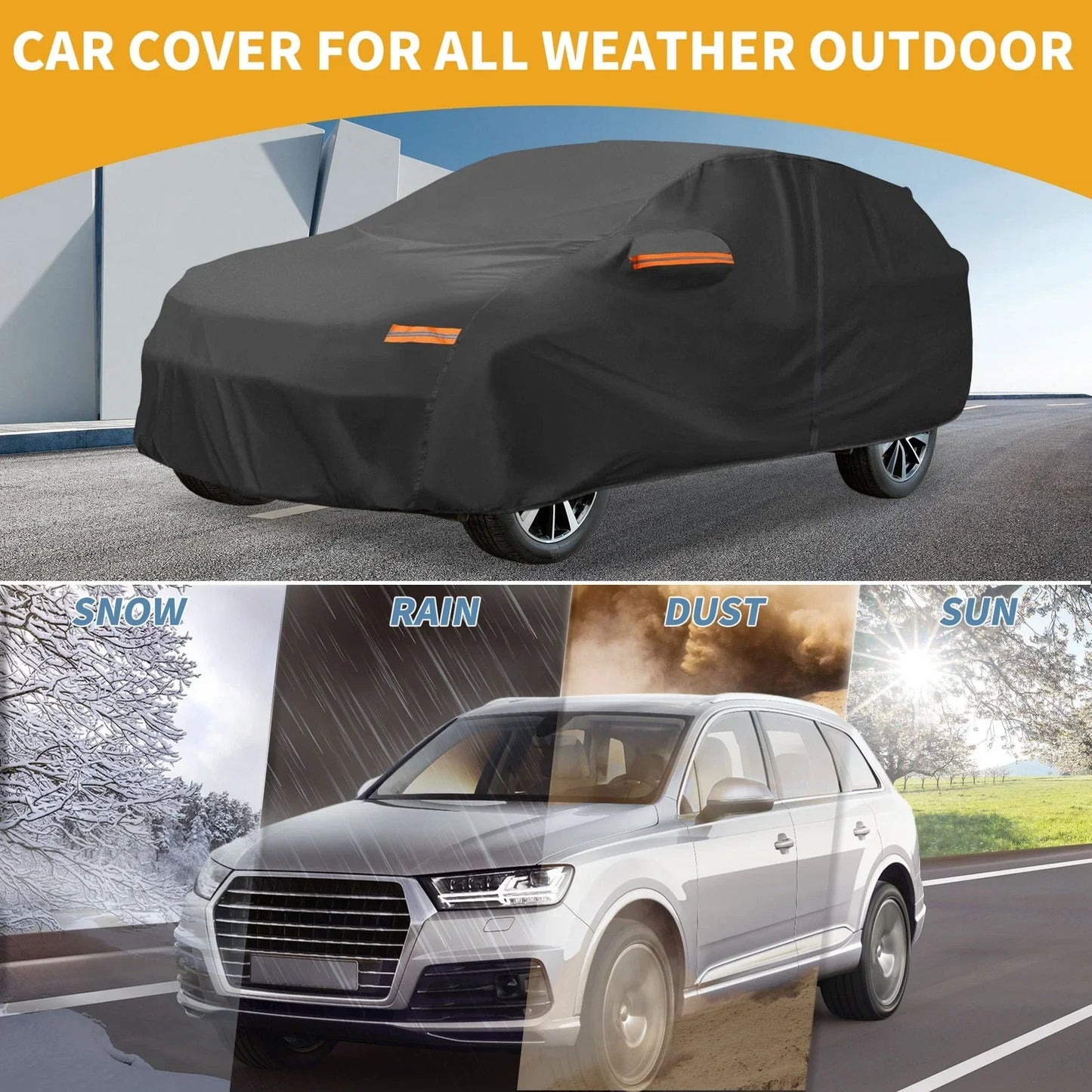 Waterproof All Weather Car Cover for Lexus RX (2016-2023) - Black 190T-PU