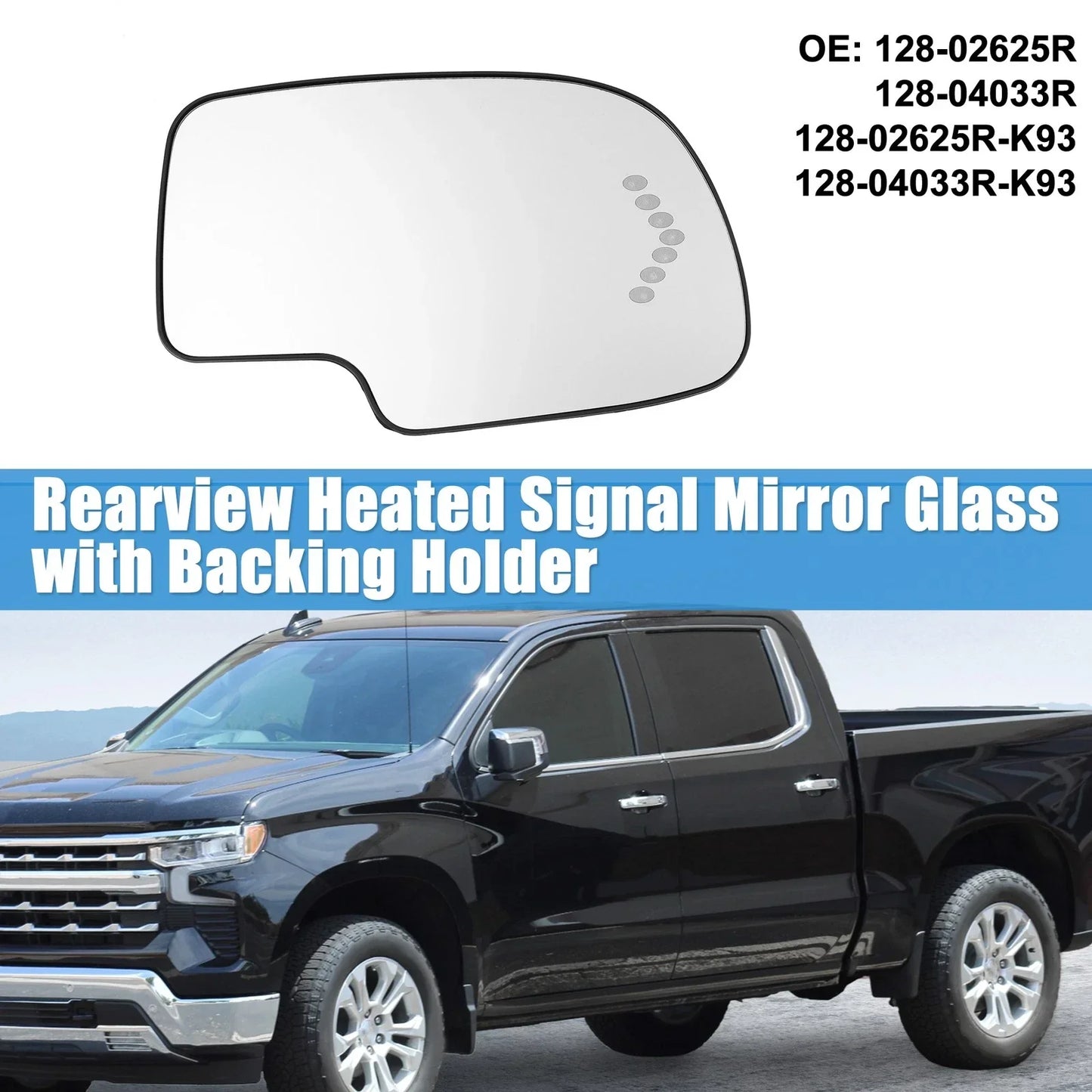 Heated Right Rearview Mirror Glass for Chevy Silverado Avalanche Suburban (2007-2014)