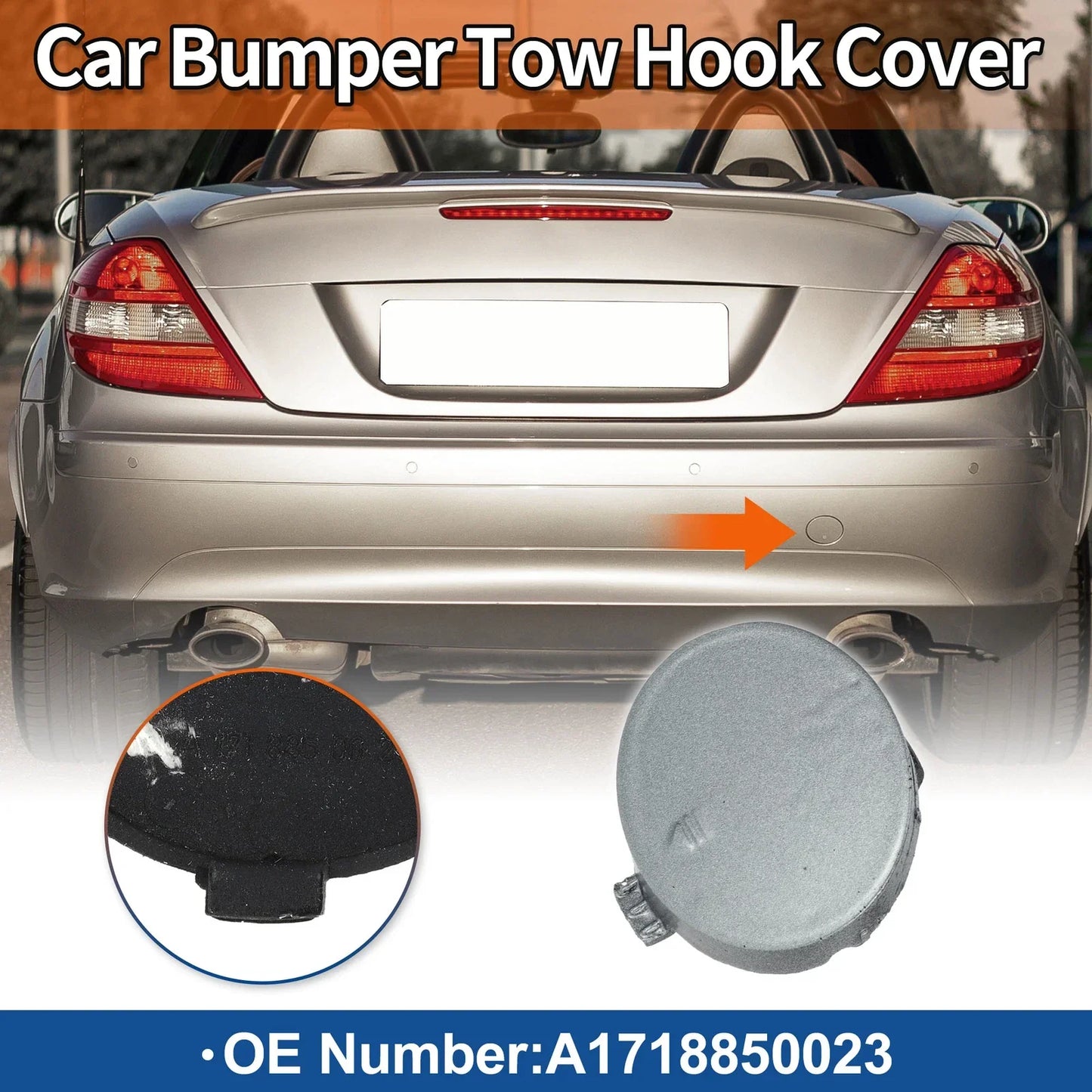 Rear Side Bumper Tow Hook Cover for Mercedes-Benz (2008-2012) Dark Silver